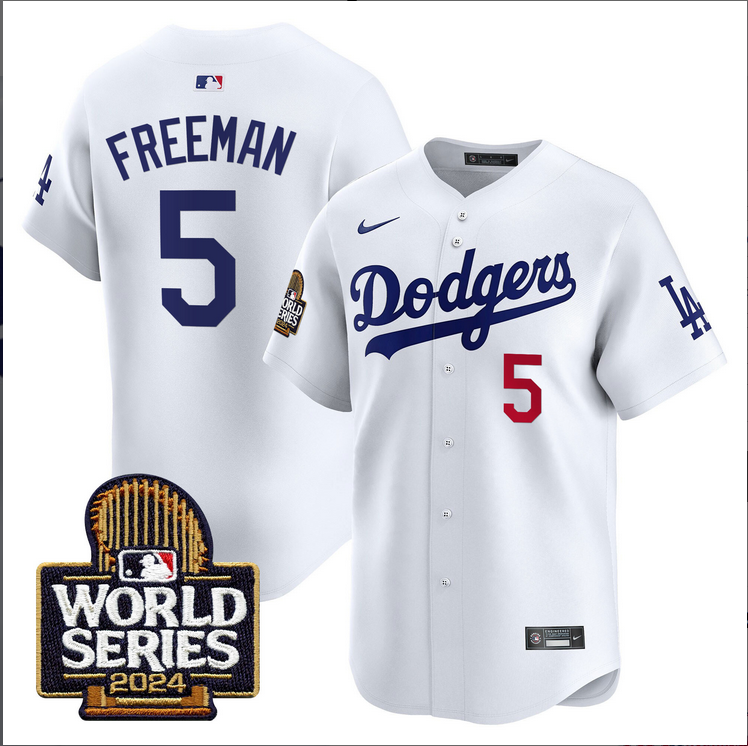 Men MLB Los Angeles Dodgers #5 Freeman white 2024 World Series Champions Patch Limited Jersey20241105->los angeles dodgers->MLB Jersey